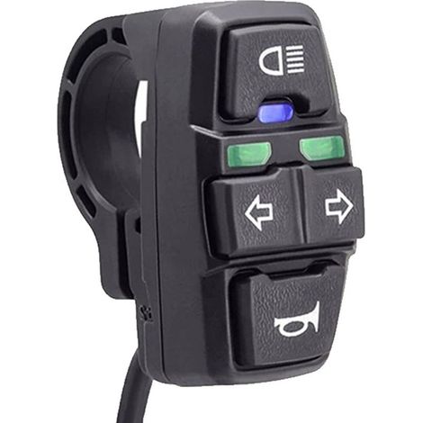 Commutateur de signal de virage de tête de lumière de moto, 3 en 1 phares de moto Corn Turn ON / Off Commutateurs de commande Kit de bouton pour scooter, vélo électrique, vélo de montagne (1/5)