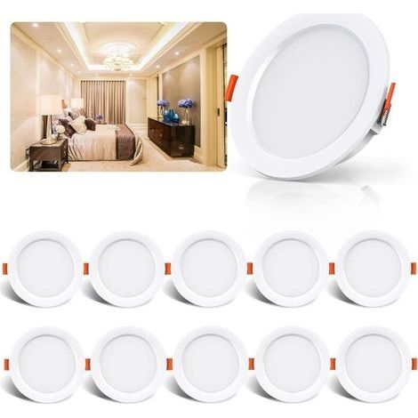 Spot LED Encastrable Lot de 10, 5W 500Lumen Equivalent 50W Incandescence, 4000K Blanc Spot Led Extra Plat Pour Salle de Bain Cuisine Salon Couloir (1/4)