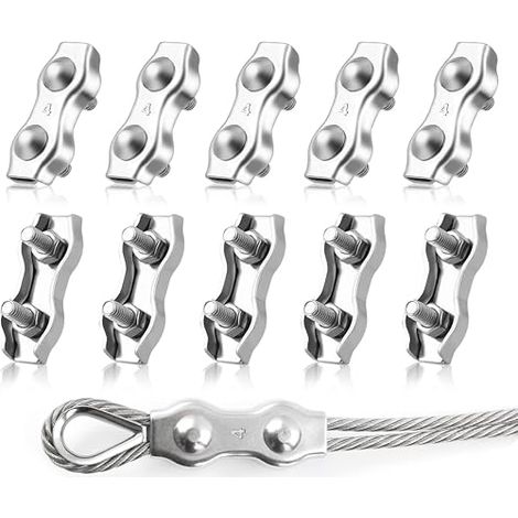 M4 Duplex Cable Tie Clips, 304 Stainless Steel Duplex Metal Cable Clamps, 4mm Clip Cable for Clothes Ropes in Metal Cable, Sails (1/5)