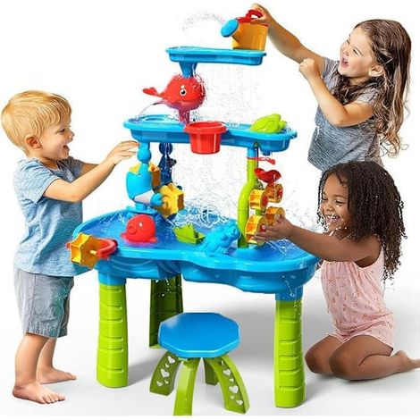Table d'eau multi-niveaux OBOSOE pour plusieurs enfants - 3 niveaux, jeu de sable et d'eau, jouet d'extérieur pour enfants, jeu d'eau de jardin (1/5)