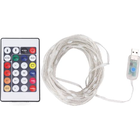 Ortviai Guirlande Lumineuse LED 100 Lumières, Multicolore avec Télécommande, Alimentée par USB pour Chambre ou Terrasse (1/5)