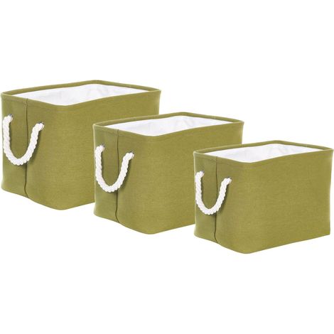 Lot de 3 Paniers de Rangement avec Poignées en Polyester Vert Olive Darqab (1/5)