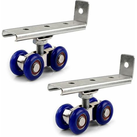 2 pièces/ensemble porte coulissante rouleau matériel portes coulissantes poulie 4 roues maison chambre porte en bois roues suspendues Rail piste poulie (1/3)