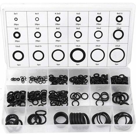 Juego combinado de juntas tóricas de goma de 18 tamaños, 225 piezas, para reparación de automóviles y vehículos (1/5)