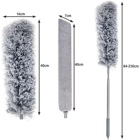 Brosse à poussière télescopique avec deux embouts (1/3)