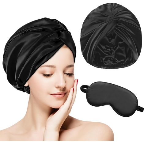 Satin Nightcap, Hair Sleep Mask, Silk Sleeping Cap with Elastic, Hair Protection (1/5)