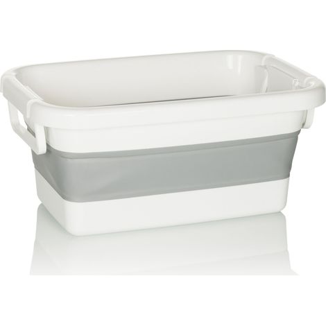 Faltbare Wanne / Behälter, CLEAN SILW Kunststoff grau/weiß hjh OFFICE