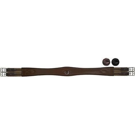 Sottopancia per monta inglese in cuoio con doppi elastici e fibbie in acciaio inox con rullo: cm 135, nero con elastico nero (10)