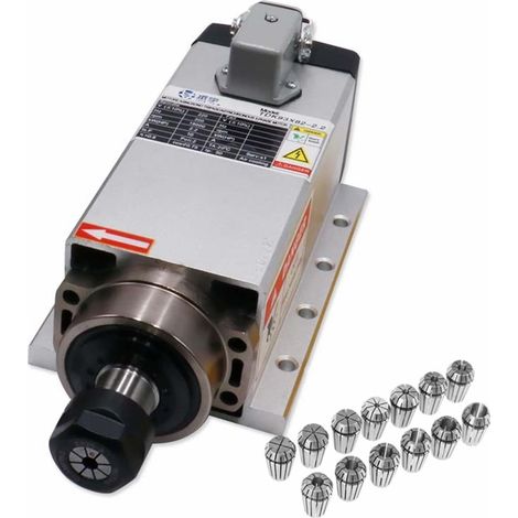 Kit de moteur de broche sans balais CNC 1.5kw/2.2kw 24000 tr/min 400 HZ moteur de broche refroidi par Air à 3 phases + 1 jeu de pinces ER11 ou ER20 for Machine CNC ( Color : Aviation plug silver , Siz (1/5)