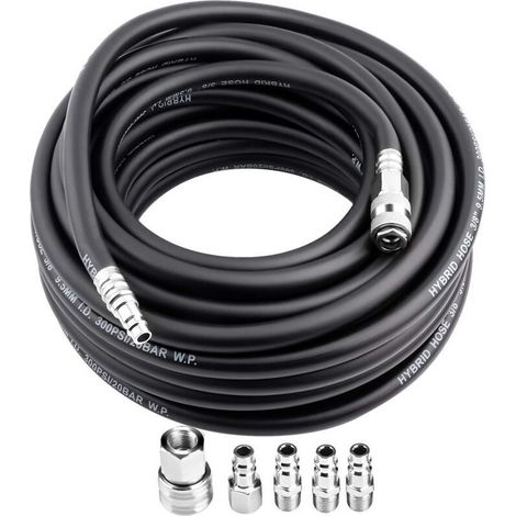 Tubo flessibile per aria compressa AIPERQ da 15 m, con raccordo rapido da 1/4", prolunga per tubo del compressore, diametro 9,5 mm x 15 mm (interno x esterno), accessori per utensili pneumatici, tubo (1/4)
