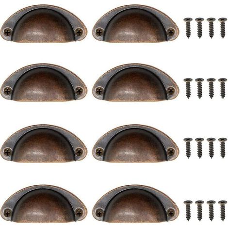 8 Stück Griffe im Antik-Stil, antike Möbelgriffe, halbkreisförmige Schubladengriffe, für Küchenschränke, Kleiderschränke und Türen