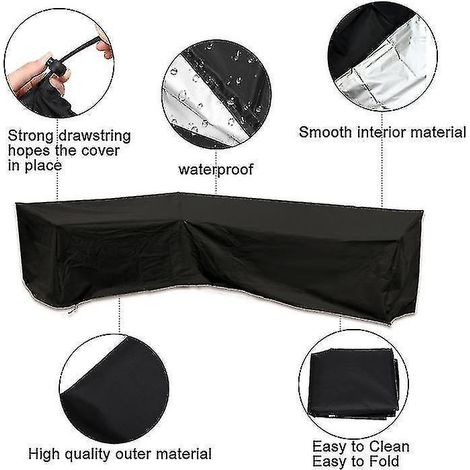 Housse de canapé d'extérieur ultra-résistante, 100 % imperméable, en tissu 600D, pour canapé de terrasse et mobilier de jardin. (1/4)
