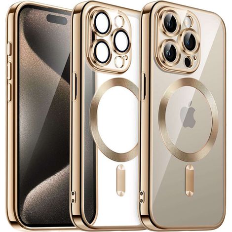 Étui MagSafe pour iPhone 15 Pro Glamour Luxury Slim Ring Alogy Or Transparent (1/5)