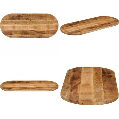 Tischplatte 120x50x2,5 cm Oval Raues Massives Mangoholz - Holztischplatte - Mangoholz Tischplatte - Ovale Tischplatte - Esstisch Platte - Rustikal Tischplatte - Home & Living