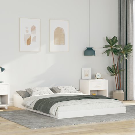 Bettrahmen Weiß 140 x 190 cm Massives Kiefernholz vidaXL (1/5)