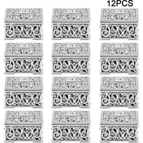 boîte de rangement-Boîte cadeau décorative à motifs ajourés en plastique - Lot de 12 - Argent - pour mariages et anniversaires (1/4)