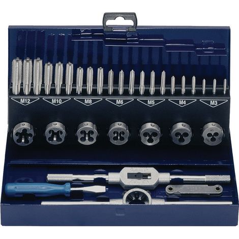 Set di utensili per filettare M3-M12 32 pezzi Cassetta metallica HSS PROMAT