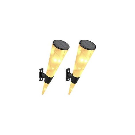 Lot de 2 appliques murales solaires LED étanches, lumière blanche chaude, décoration jardin, terrasse –