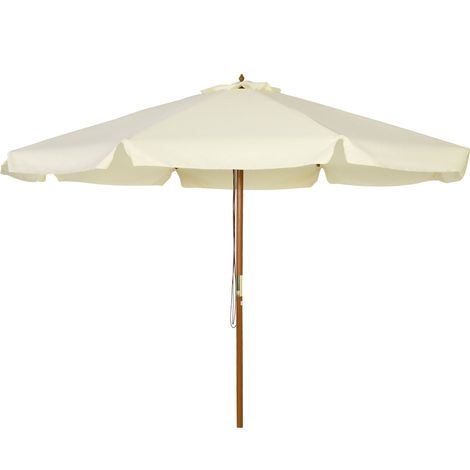 Ombrellone da Giardino con Doppio Tettuccio Ø3,25x2,50m in Legno di Bambù e Poliestere Beige (1/5)