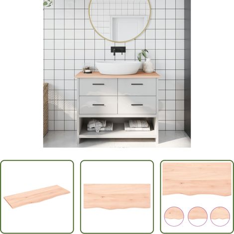 vidaXL Plan de travail en bois - Comptoir de salle de bain 100x40x2 cm bois massif non traité (1/5)