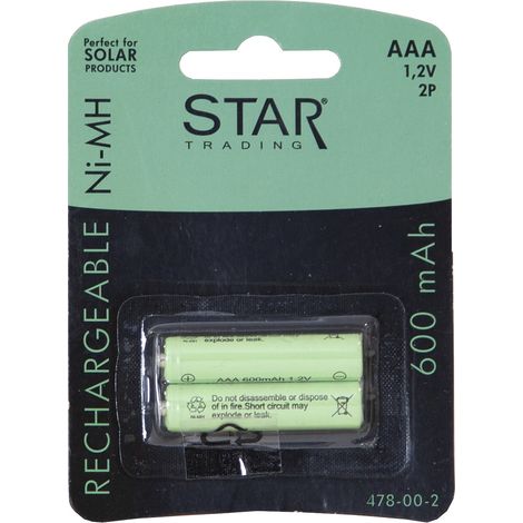 Piles rechargeables AAA Ni-MH Star Trading, 1,2 V, 600 mAh, lot de 2 (1/2)