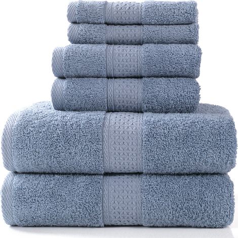 NineClouds Lot de 6 Serviettes à Usage Quotidien,2 Serviettes de Bain 70x140cm,2serviettes de Toilette 31x31 cm,2gants de toilette34x75 cm (1/3)