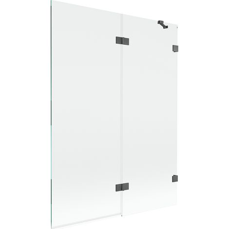 Mexen Lunar Duschabtrennung 2-flügelig rechts 130 x 150 cm, transparent, gebürstetes Gun Grau - 897-130-100-66-00-P (1/5)