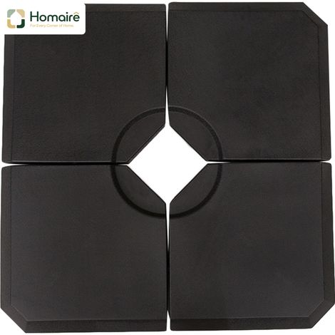 HOMAIRE Schirmständer 4-tlg HDPE Schwarz befüllbar mit 80 kg Wasser oder 120 kg Sand 100x100x9,5 cm