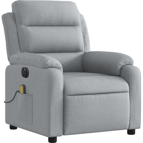 Poltrona relax TV con funzione massaggio reclinabile elettrica in tessuto grigio chiaro DEC027161