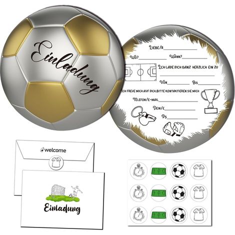 Cartes D'invitation Football Rondes - 14 Pièces - Diamètre 10 5 Cm - Pour Fêtes D'anniversaire Enfants - Carton Rigide Mat (1/5)