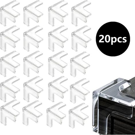 20 pièces protection d'angle de table en forme de T,transparent non toxique doux protection coin de table avec colle,pour cheminée,table,coins de meubles,tables de chevet (1/5)