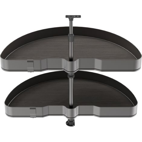Emuca Coppia di cestelli girevoli Harmony semicircolare, Modulo larghezza 800mm, Altezza regolabile, Acciaio e Legno, Grigio antracite 8383235 EMUCA