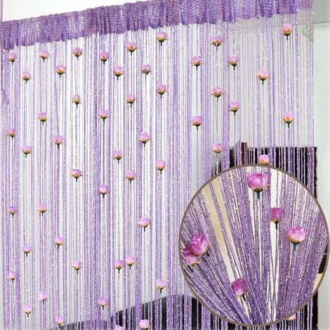 Tende oscuranti - Tende - Leggere - Tende per armadio - Facili da installare - Tende con perline - Viola - 100×200 cm (1/3)
