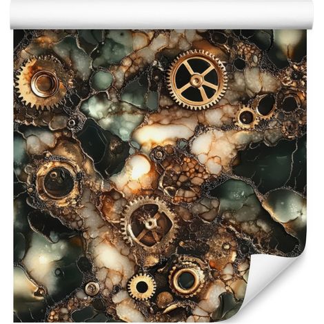 Papier peint brun encre et ocre pour salon et chambre 50x1000 cm (1/5)