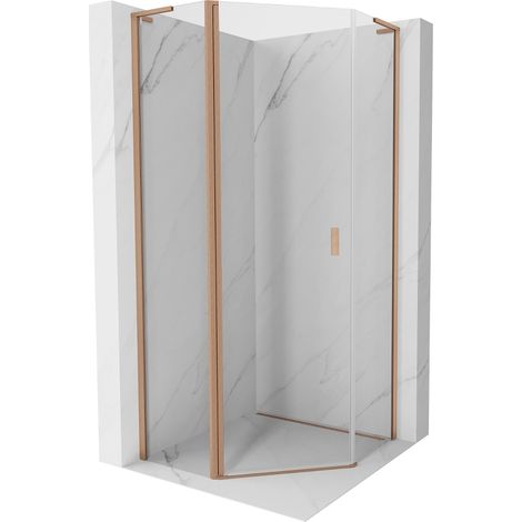 Mexen Mist L cabine de douche pentagonale pivotante 100 x 100 cm, transparent, cuivre brossé - 8A8L-100-100-65-00 (1/5)