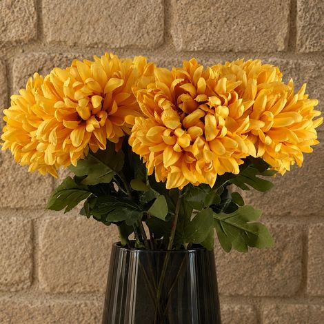 Pack of 6 x 75cm Extra Large Reflex Chrysanthemum - Gold - Premium Quality (1/5)