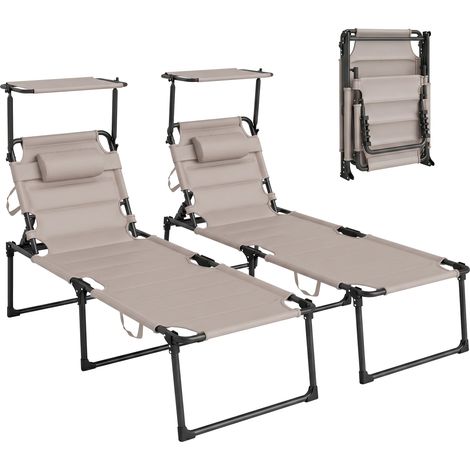 Lot de 2 transats pliables avec dossier réglable, usage quotidien (1/5)