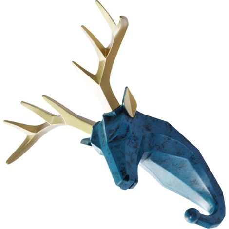 mural OUNONA en résine en forme de tête de cerf bleue idéal