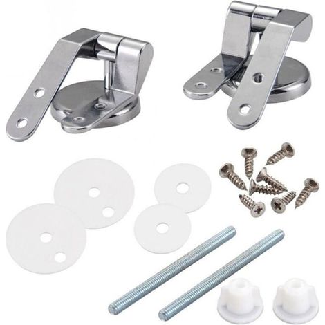 Charniere Abattant WC, Kit Fixations Remplacement pour WC Abattant, Charnière WC Fixations, pour Sièges de Toilette en Résine de Bois - 2 Pcs