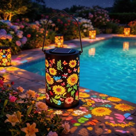 Lampes solaires de jardin étanches – Lanternes solaires en forme de tournesol à suspendre pour cour, patio, porche, cadeau de fête des mères, d'anniversaire pour femme, maman, grand-mère (1/5)