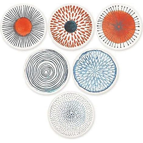 Ensemble de 6 sous-verres ronds en céramique absorbante avec base en liège, protecteurs de surface de table, comme illustré. (1/5)