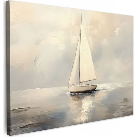 TABLEAU SUR TOILE Voilier - Mer - Nuageux Décoration Murale 40x30 cm