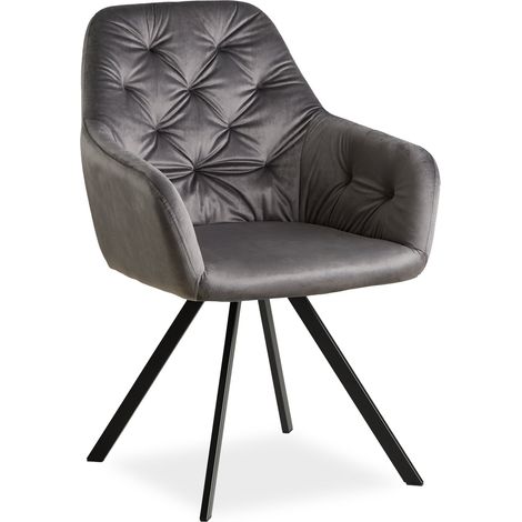 Silla de salón comedor con cómodo tapizado de terciopelo en color gris CDS06006 (1/5)