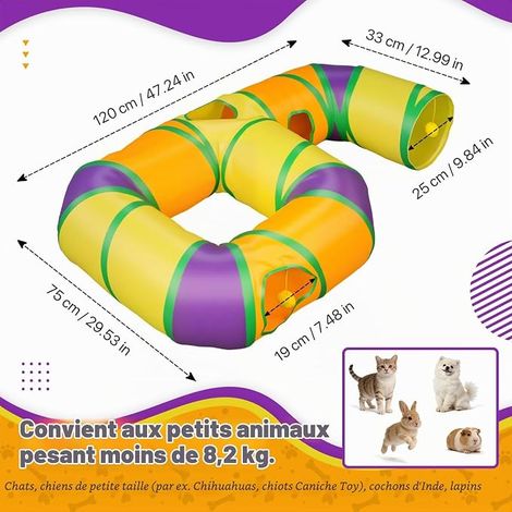 Tunnel de Jeu pour Chat Interieur en Forme de 6, Jouer Tube pour Chat avec Pompons Suspendus et Trou interactif pour Chatons, Chiots, Lapins, furets, cochons d'Inde (1/4)