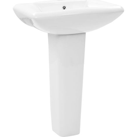 Lavabo freestanding con base 58 x 47 cm ceramica bianca 020002569