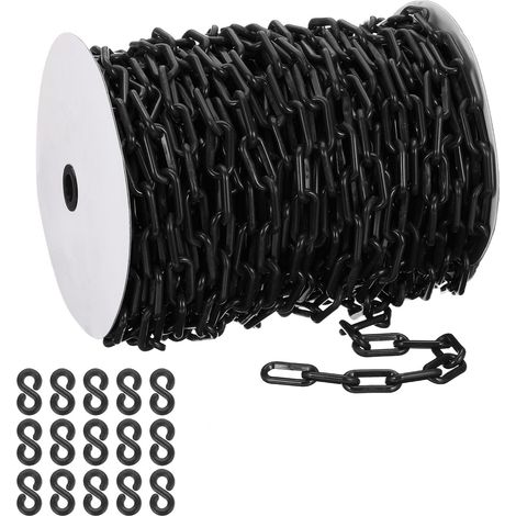 40M Chaîne en Plastique pour Contrôle des Sécurité 8mm Noir (1/5)