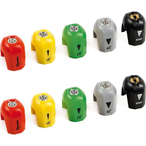 Lot de 5 buses de pulvérisation à raccord rapide pour nettoyeur haute pression, inclut buses 0°, 15°, 25°, 40° et buse à savon, compatible nettoyeurs série SPX (1/5)