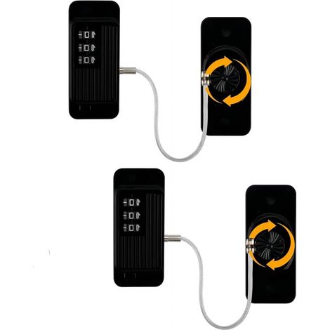 Lot de 2 serrures de réfrigérateur pour enfants avec serrures à combinaison pour fenêtres, armoires et tiroirs, sans perçage, noir (1/5)