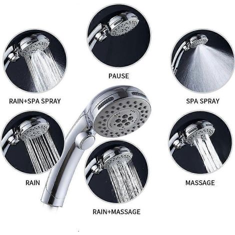 Bouton d'arrêt de douche à une touche, rehausseur d'air de douche, pommeau de douche multifonctionnel pour bébé et animaux de compagnie (1/4)