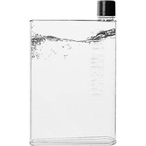 Botella de agua plana, A5, Para beber, Botella de agua de plástico, Libre de BPA, Botella plana, Fácil de transportar, Transparente, 420 ml (1/5)